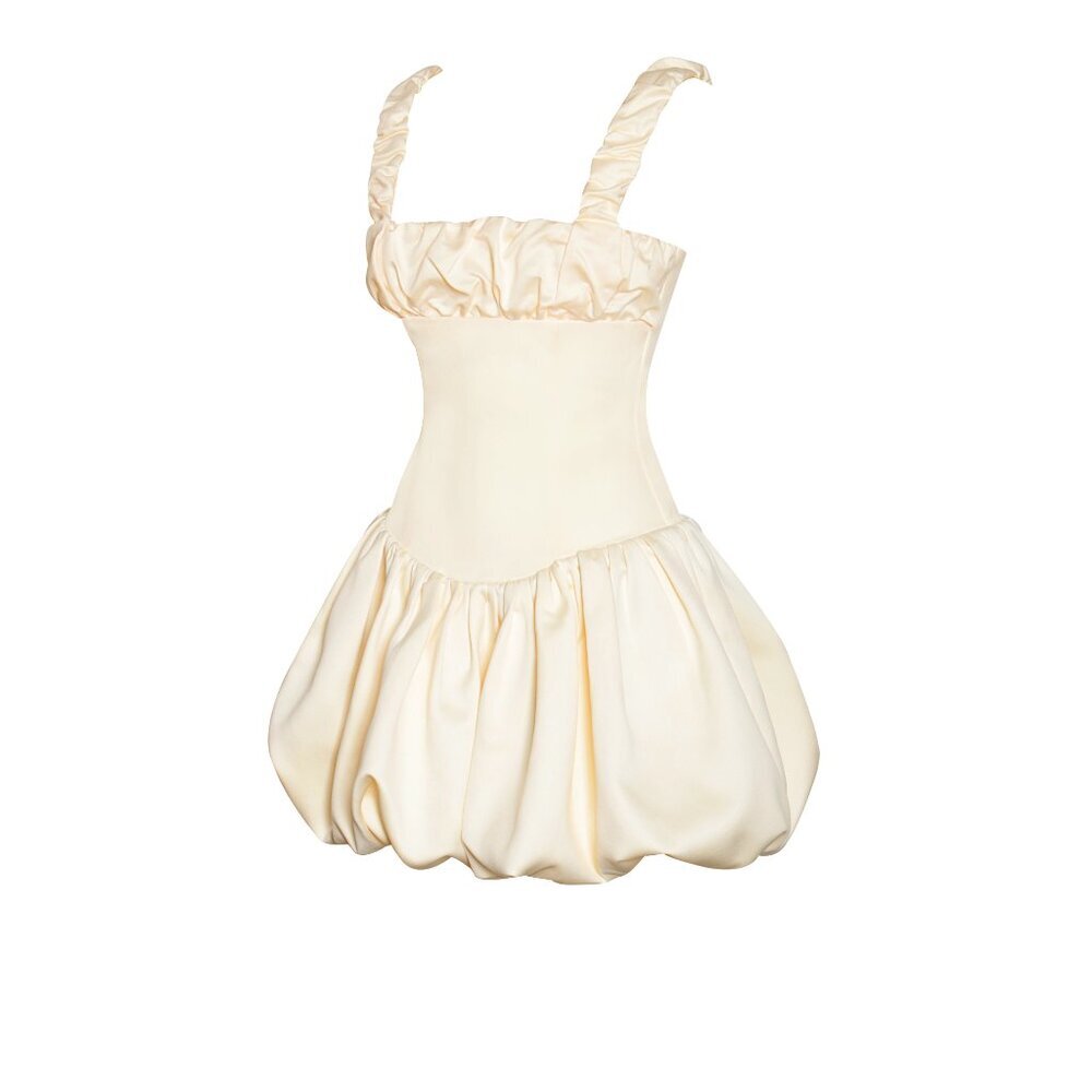 Aubrey Yellow Satin Mini Dress - Picture 10 of 13